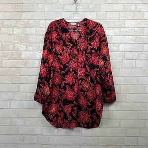 Victoria’s Secret Vtg 90s Gold Label Black Red Rose Floral Sleep Shirt